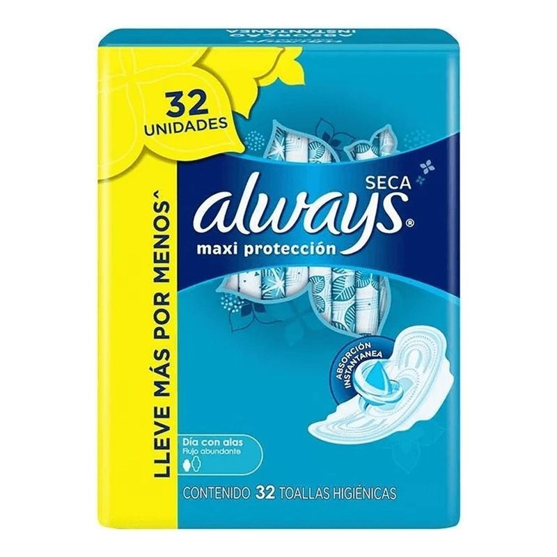 ALWAYS - Always Toallas Higiénicas Maxi Protección Seca 32 unidades
