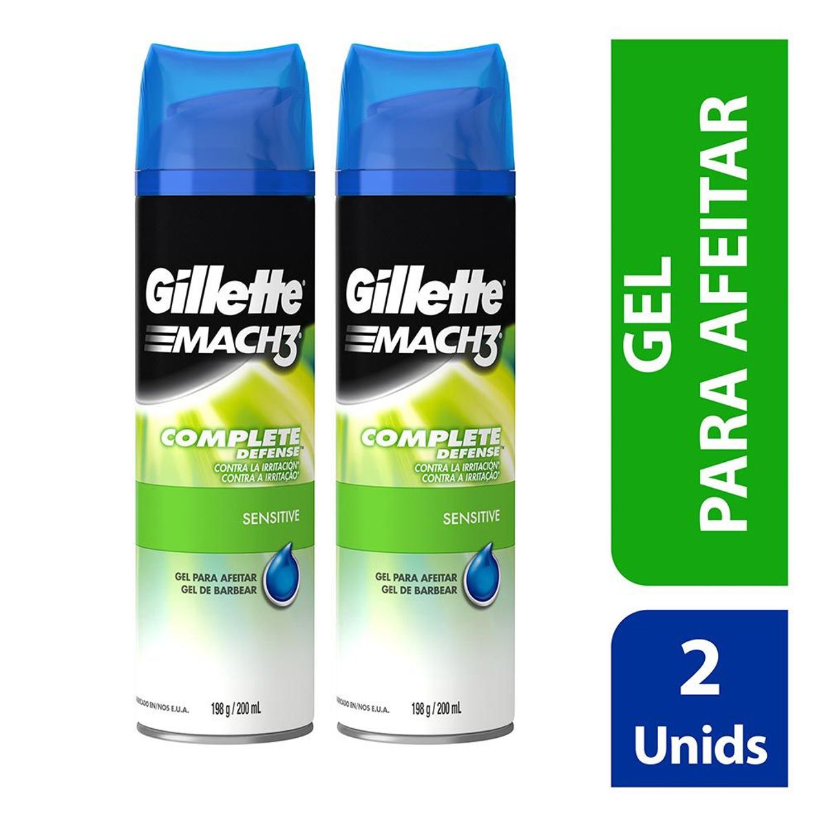 GILLETTE - Gillette Mach3 Sensitive Gel 400 ml Pack x2 unidades