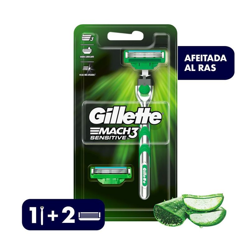 GILLETTE - Gillette Mach3 Sensitive Máquina Recargable + 2 cartuchos
