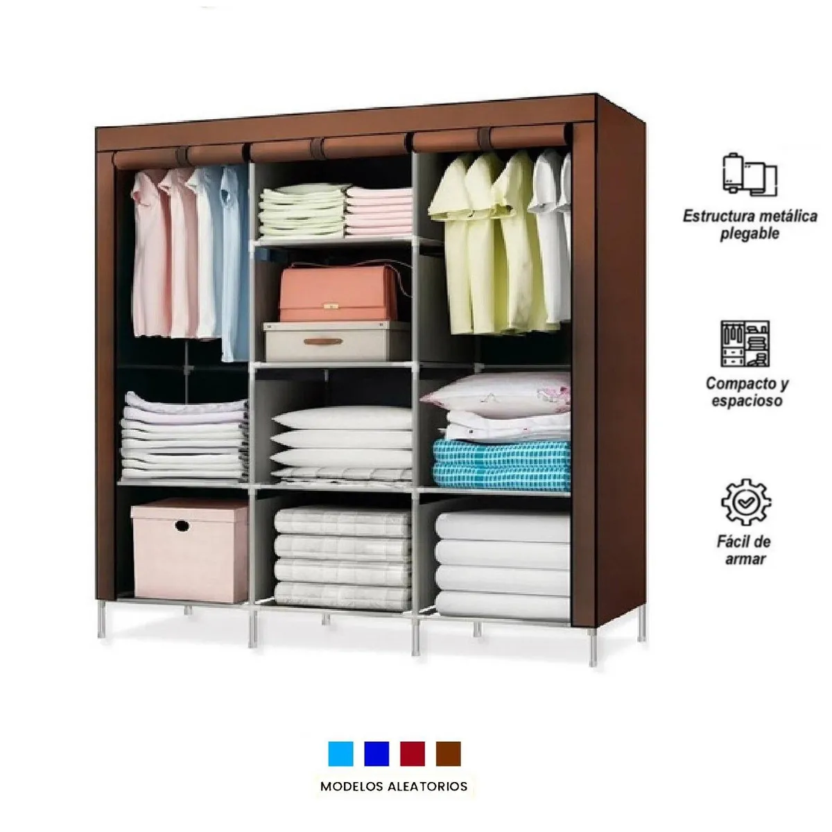 GENERICO - Ropero Organizador Armario Closet Armable 3 Cuerpos Funda Aleatorio