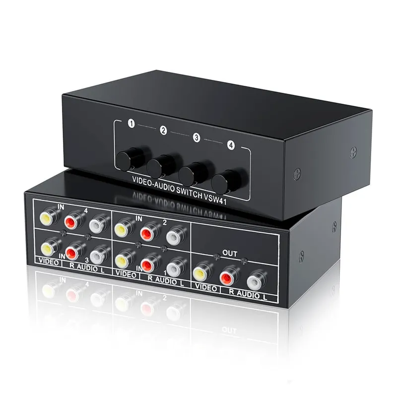 AMERICAN NET - Switch selector audio/video RCA - 4 entradas a 01 salida