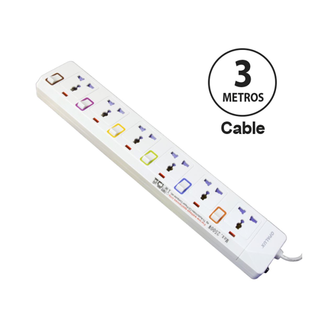 OPALUX - supresor de pico 6 tomas múltiples independientes - OPALUX