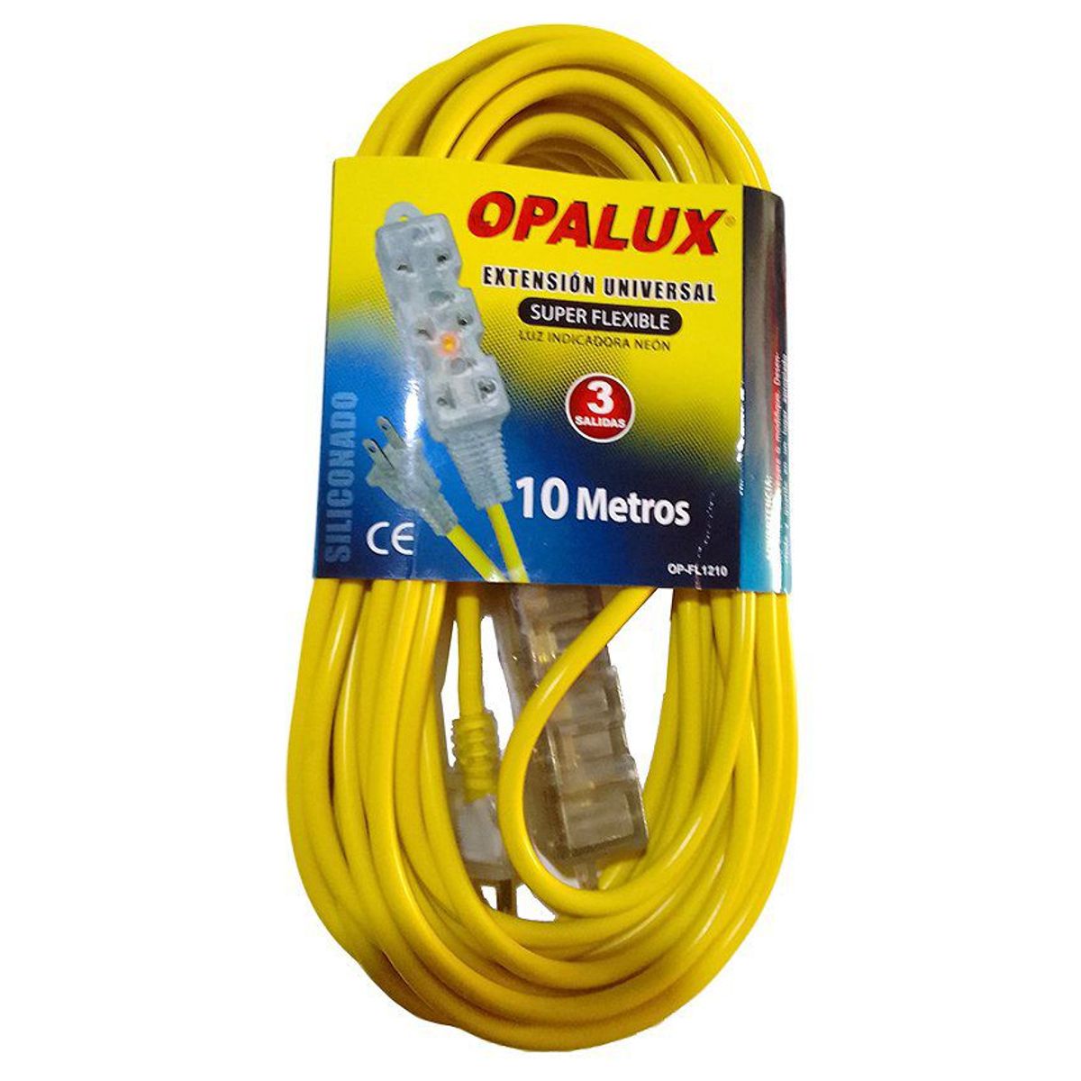 OPALUX - Extensión Eléctrica CASA OFICINA 10 Metros OPALUX 3 Tomas