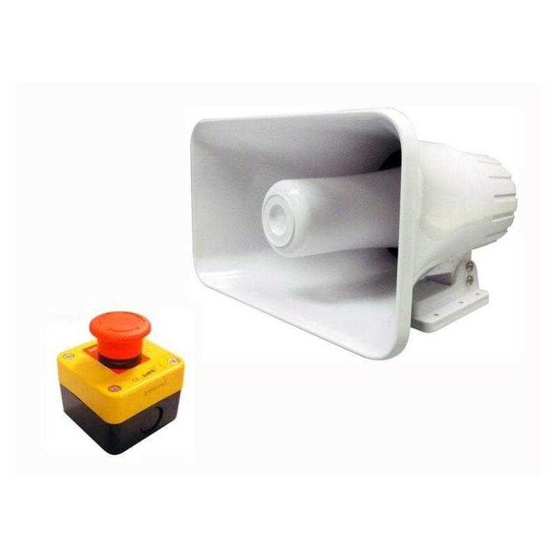 OPALUX - SIRENA OPALUX 90w220 voltios  PULSADOR emergencia  Kit de SEGURIDAD
