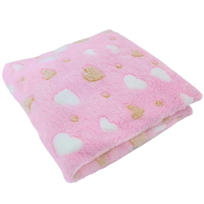 BABY MERINOS - Manta / Colcha Bebe Felpa - Corazones - Rosado  - Corazones M01