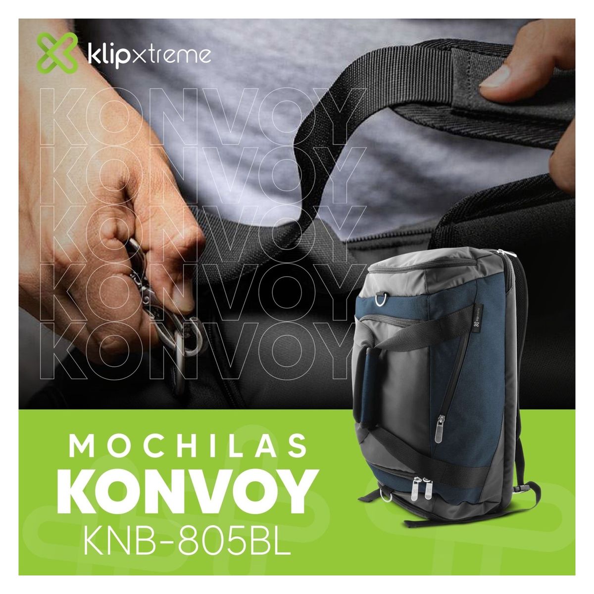 KLIPXTREME - Klip Xtreme Konvoy Mochila Convertible 3 en 1 Laptop 15.6" - KNB-805BL