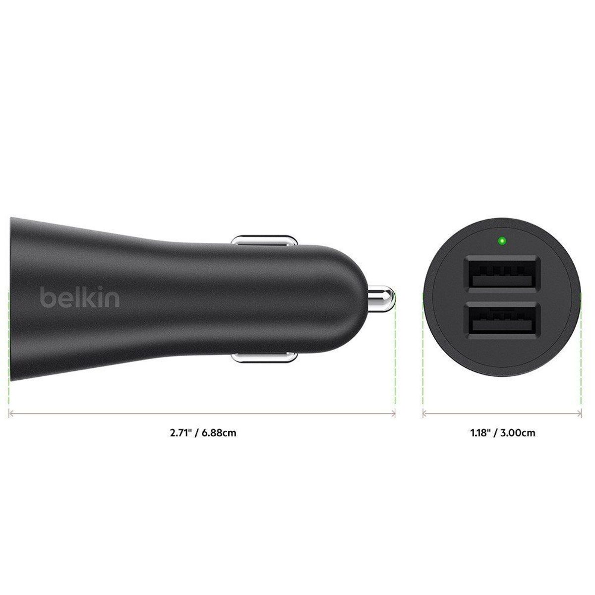 BELKIN - Belkin BOOSTUP 2 Port Cargador Auto Carro Cable Lightning - F8J221BT04