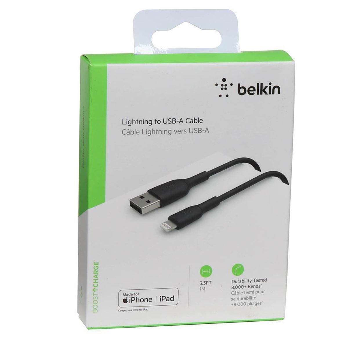 BELKIN - Cable Belkin Lightning 1m a USB Charging MFi Negro - CAA001bt1MBK