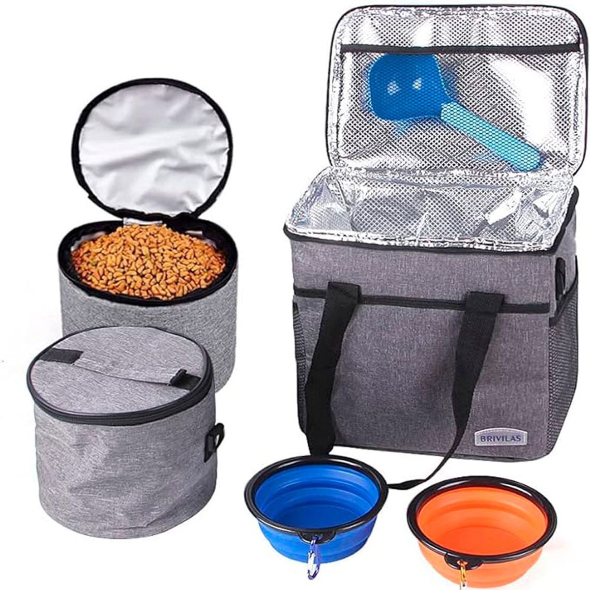 QUE PATAS PET SHOP - Kit De Viaje + Platos + Cuchara Para Mascotas