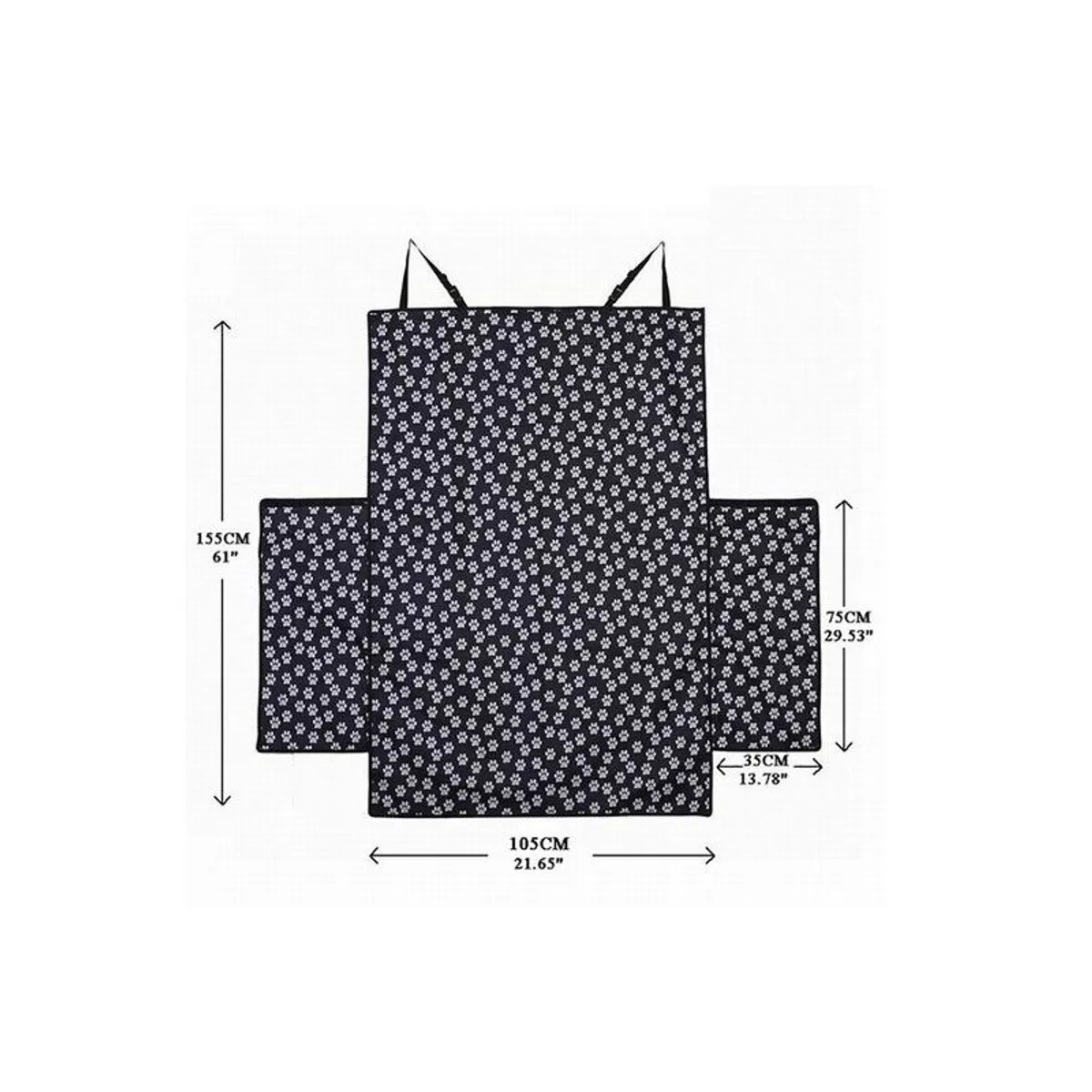 QUE PATAS PET SHOP - Funda Maletera Impermeable Negro con Huellas para Mascotas