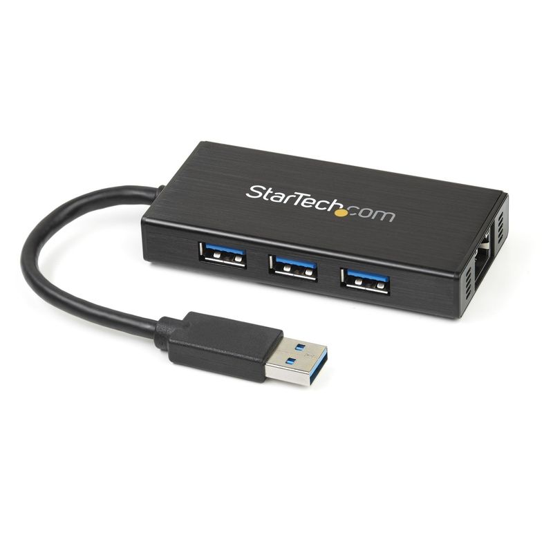 STARTECH - Startech Hub 3 Puertos USB 3.0 Aluminio Ethernet Gigabit ST3300GU3B