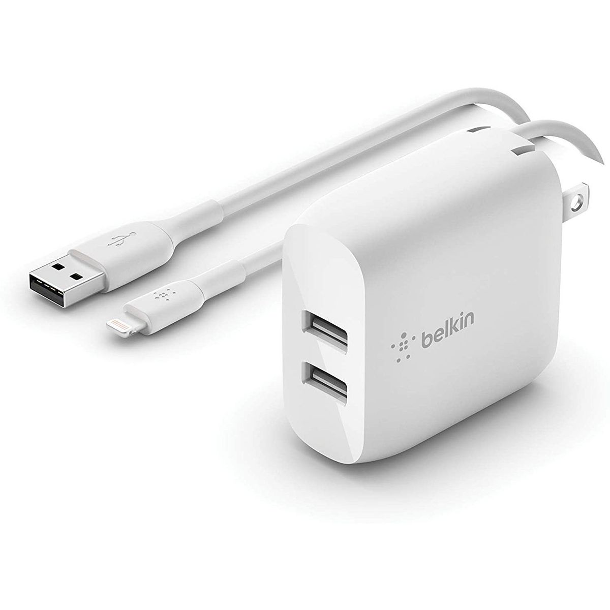 BELKIN - Belkin Cargador USBx2 24W iPhone 12 + Lightning to USB-A WCD001dq1MWH