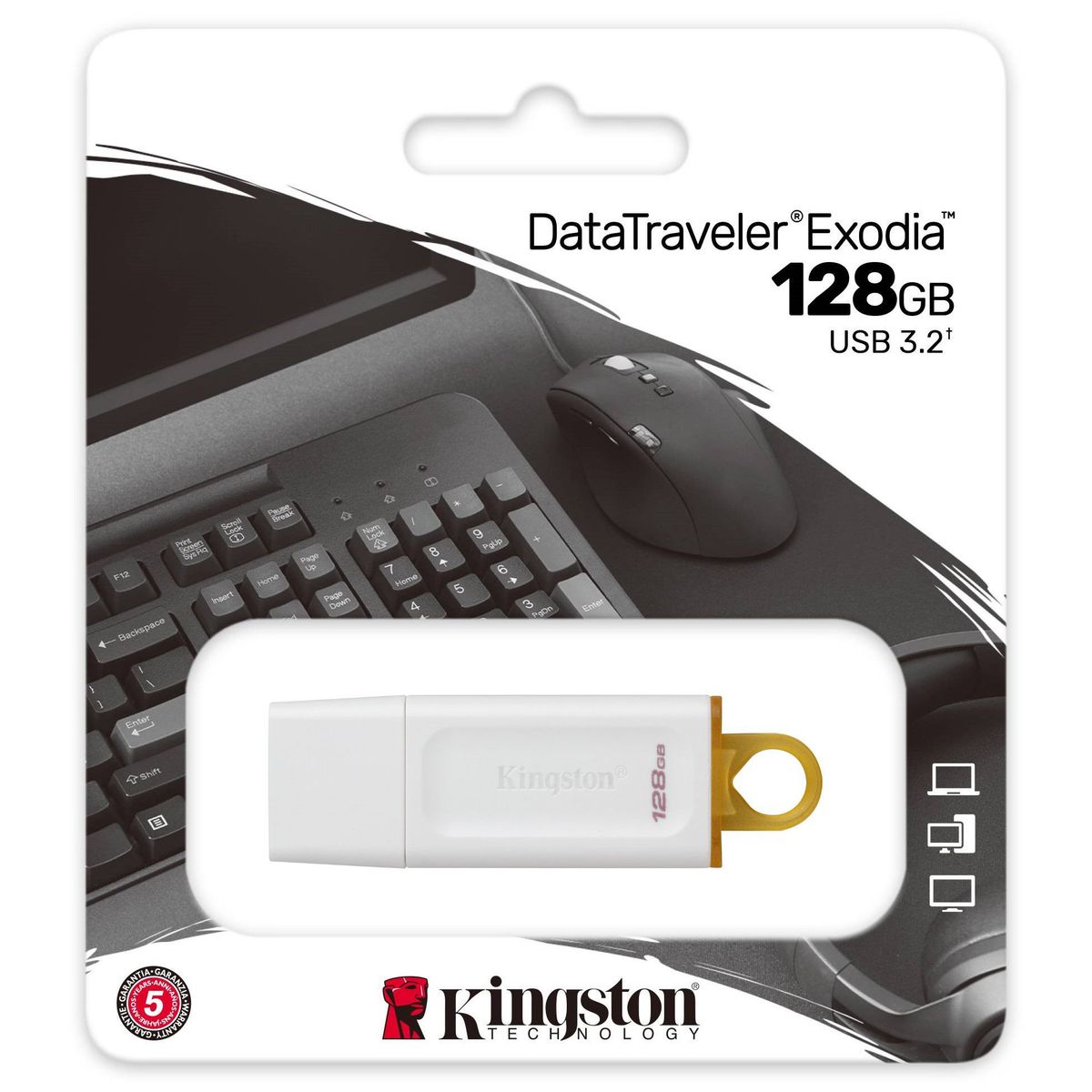 KINGSTON - Kingston Memoria USB 128GB DTX 3.2 Blanco - KC-U2G128-5R