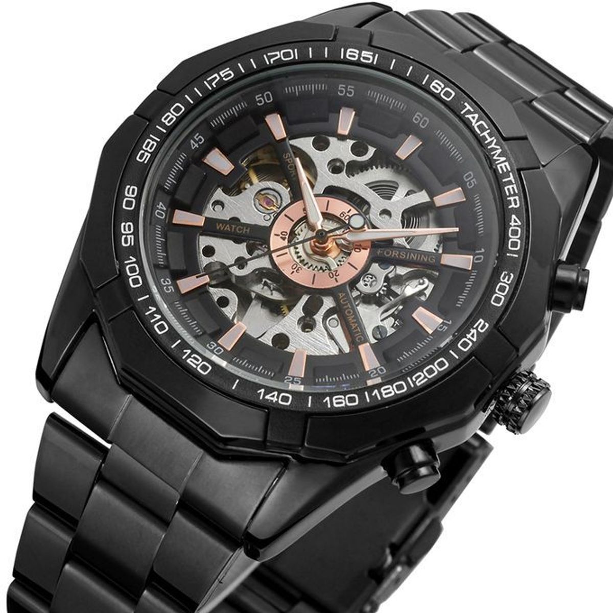 FORSINING - RELOJ FORSINING GMT101-4 ULTRA NEGRO ELEGANTE