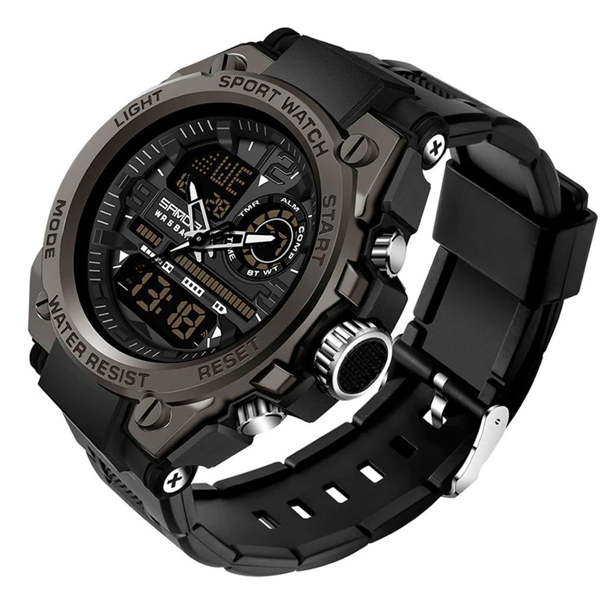 SANDA - RELOJ HOMBRE SANDA MILITAR DEPORTIVO NEGRO 6024