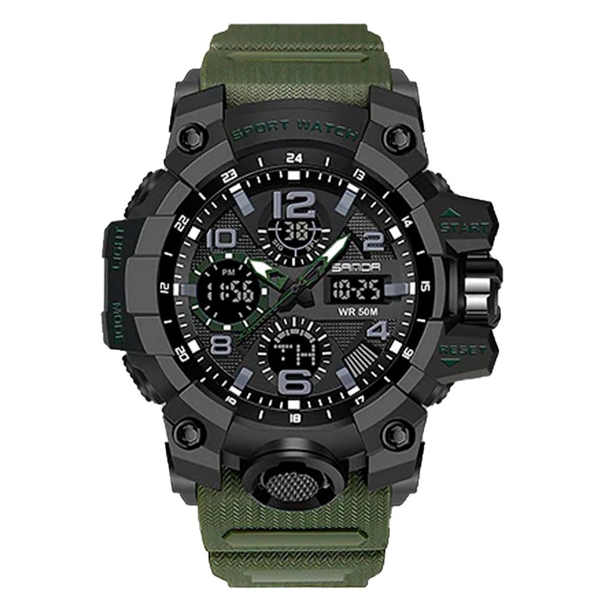 SANDA - RELOJ HOMBRE SANDA VERDE TRES ESFERAS  6021