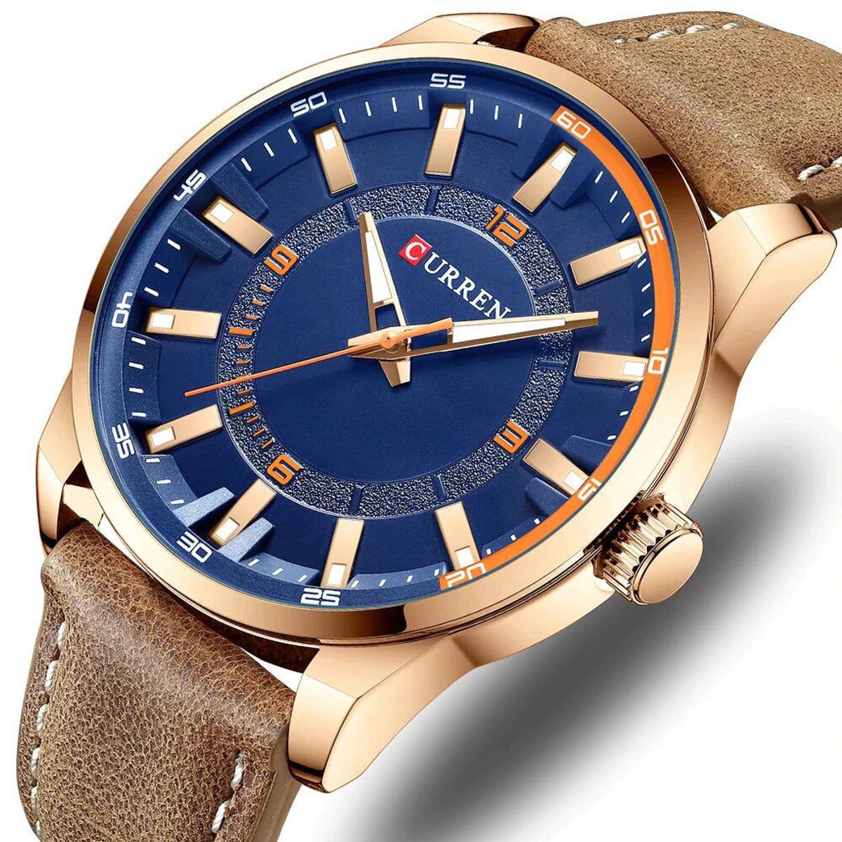 Curren - RELOJ CURREN 8390 MARRON PUNTO AZUL
