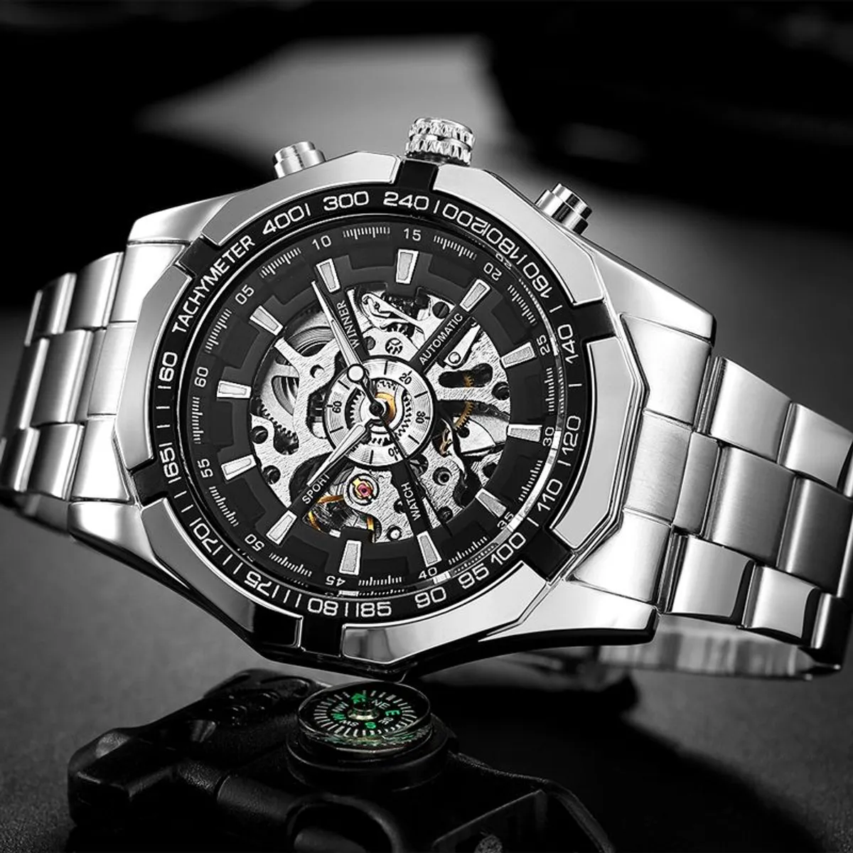 FORSINING - RELOJ FORSINING MECANICO AUTOMATICO PLATEADO