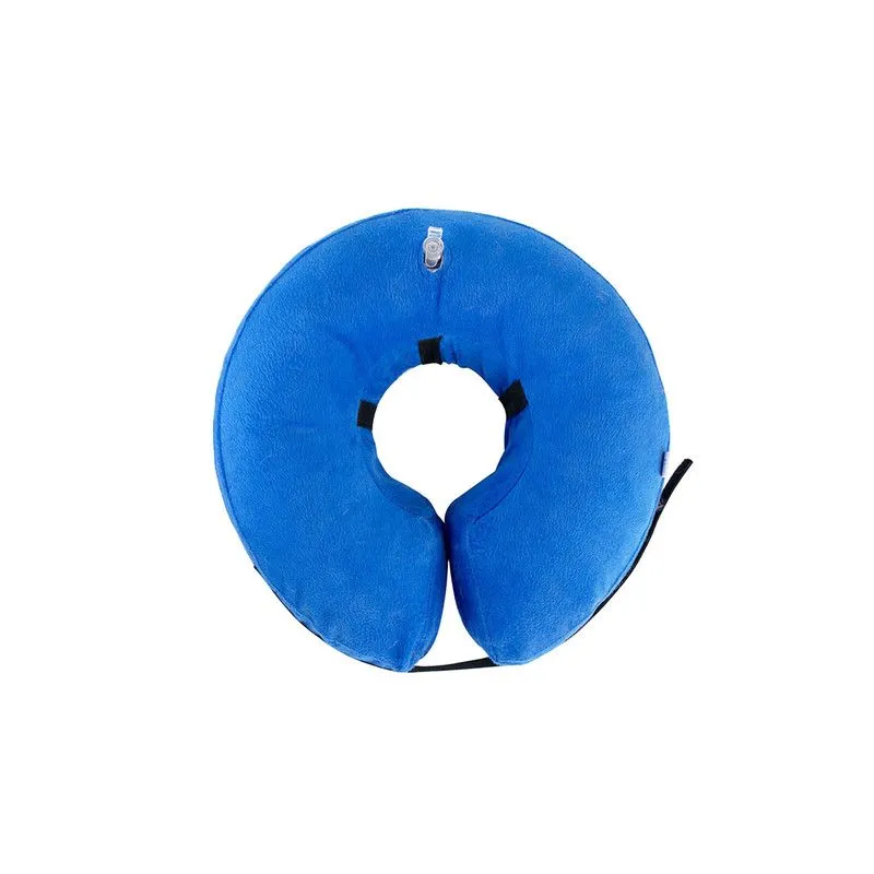 QUE PATAS PET SHOP - Collarín Isabelino Inflable para Mascotas Azul Talla M
