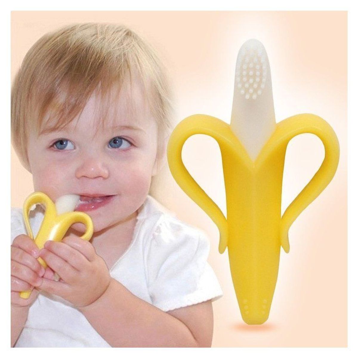 GENERICO - Generic - cepillo mordedor banana para bebés super flexible