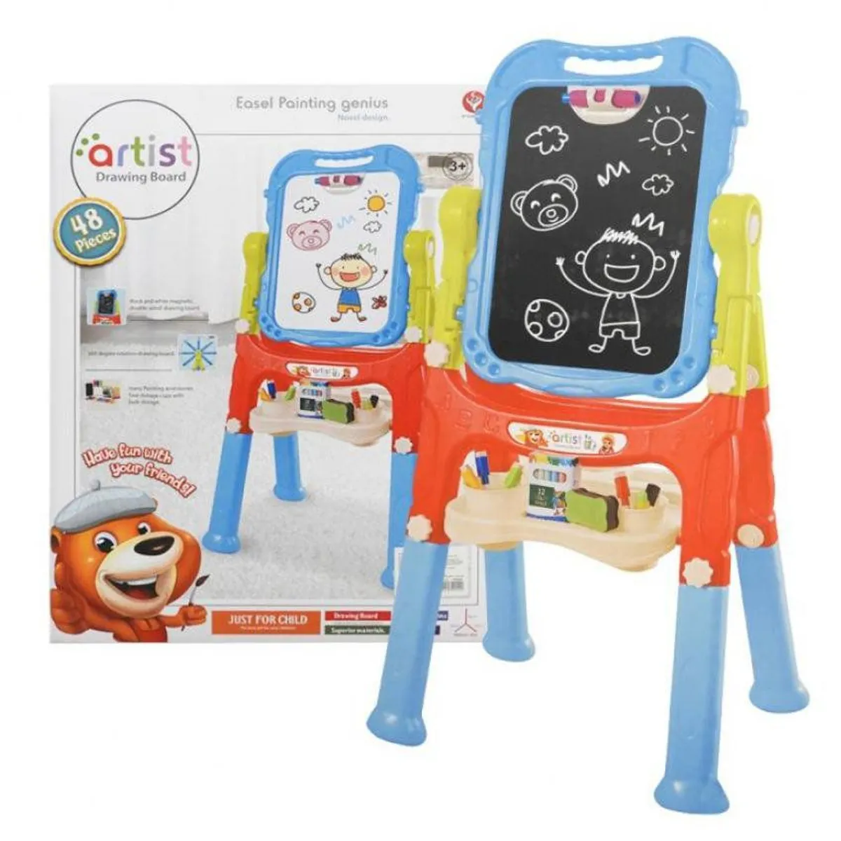 GENERICO - Pizarra para niños didáctica doble con magnetos.