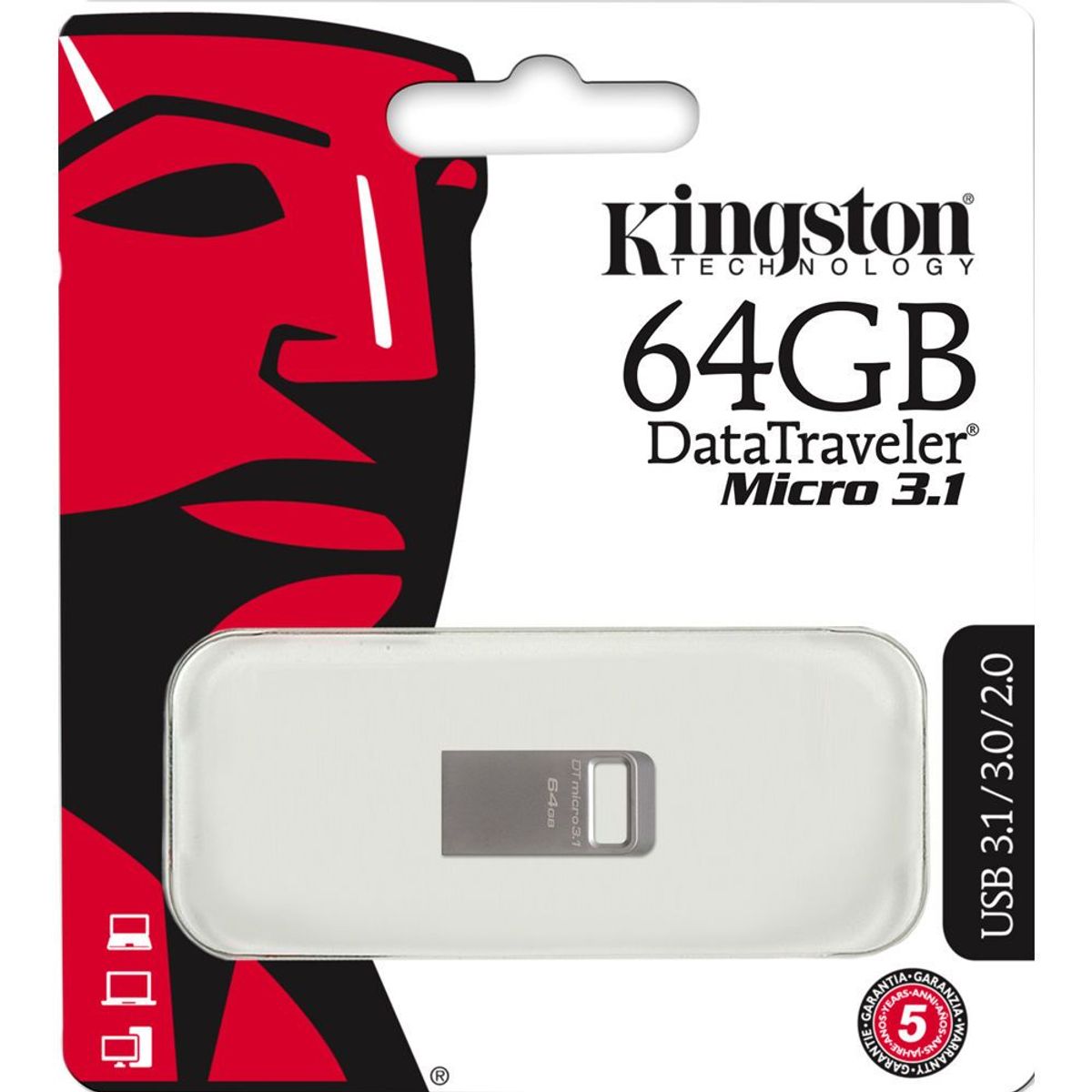 KINGSTON - Kingston 64GB DataTraveler Micro 3.1 100 MB/s / 15MBs USB - DTMC3/64GB