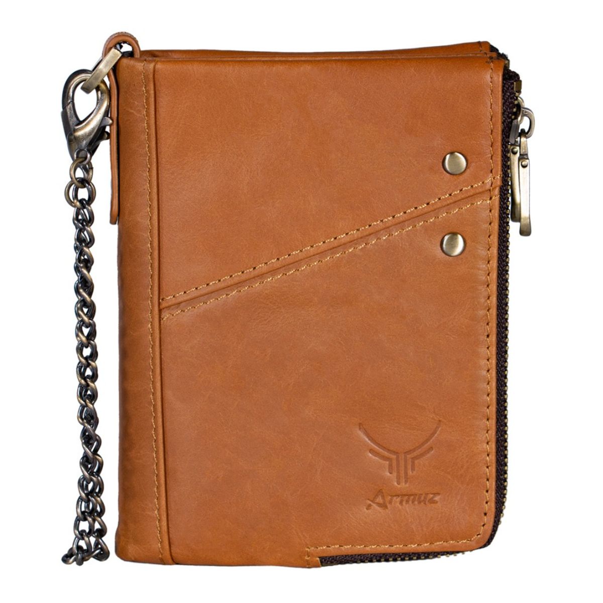 ARMUZ - Billetera de Cuero Vacuno NOVI BP852 Con Cadena y RFID