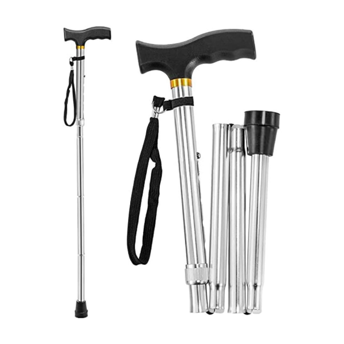 GENERICO - Bastón Plegable Ortopédico Aluminio Plateado