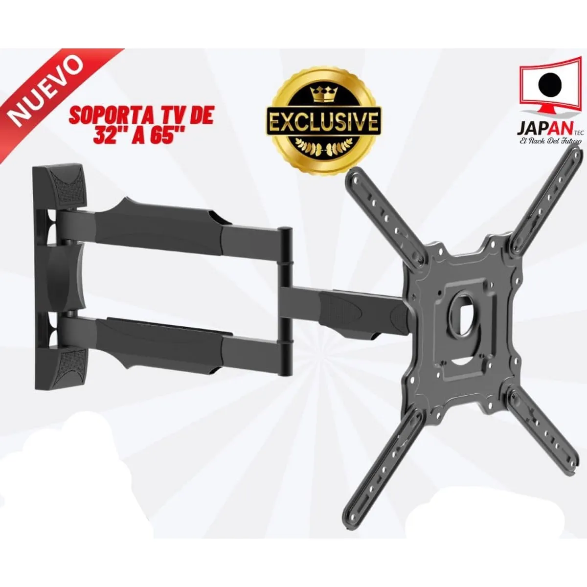 GENERICO - RACK TV MOVIL ESTETICO TAPACABLE GIRO TOTAL TV 32 A 65" /JL70 NEGRO