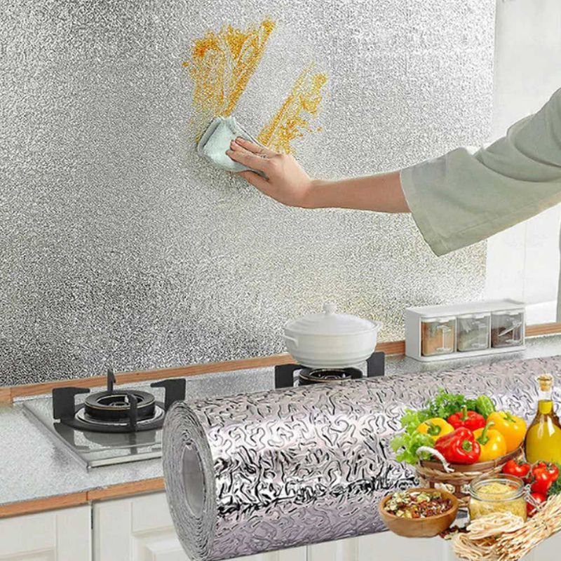 MEGIMPERU - Papel Aluminio Adhesivo para Cocina 5 Metros
