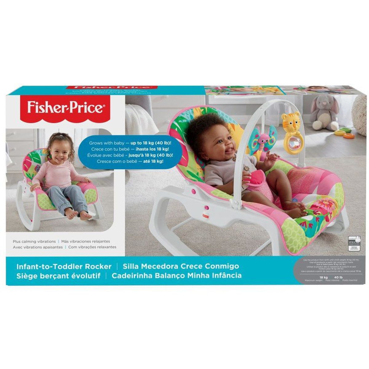 FISHER PRICE - Fisher price silla para bebés silla mecedora crece conmigo rosa