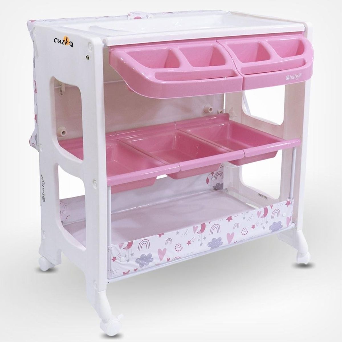 EBABY - Bañera Cambiador 3 pisos para Bebé "NATIEL" Pink