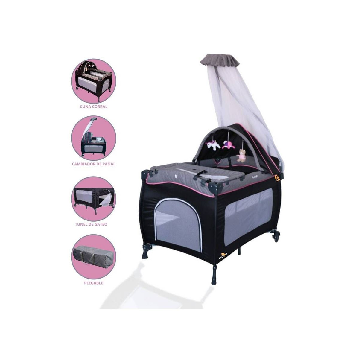 EBABY - Cuna Corral Pack And Play para Bebés «SALLY» Pink