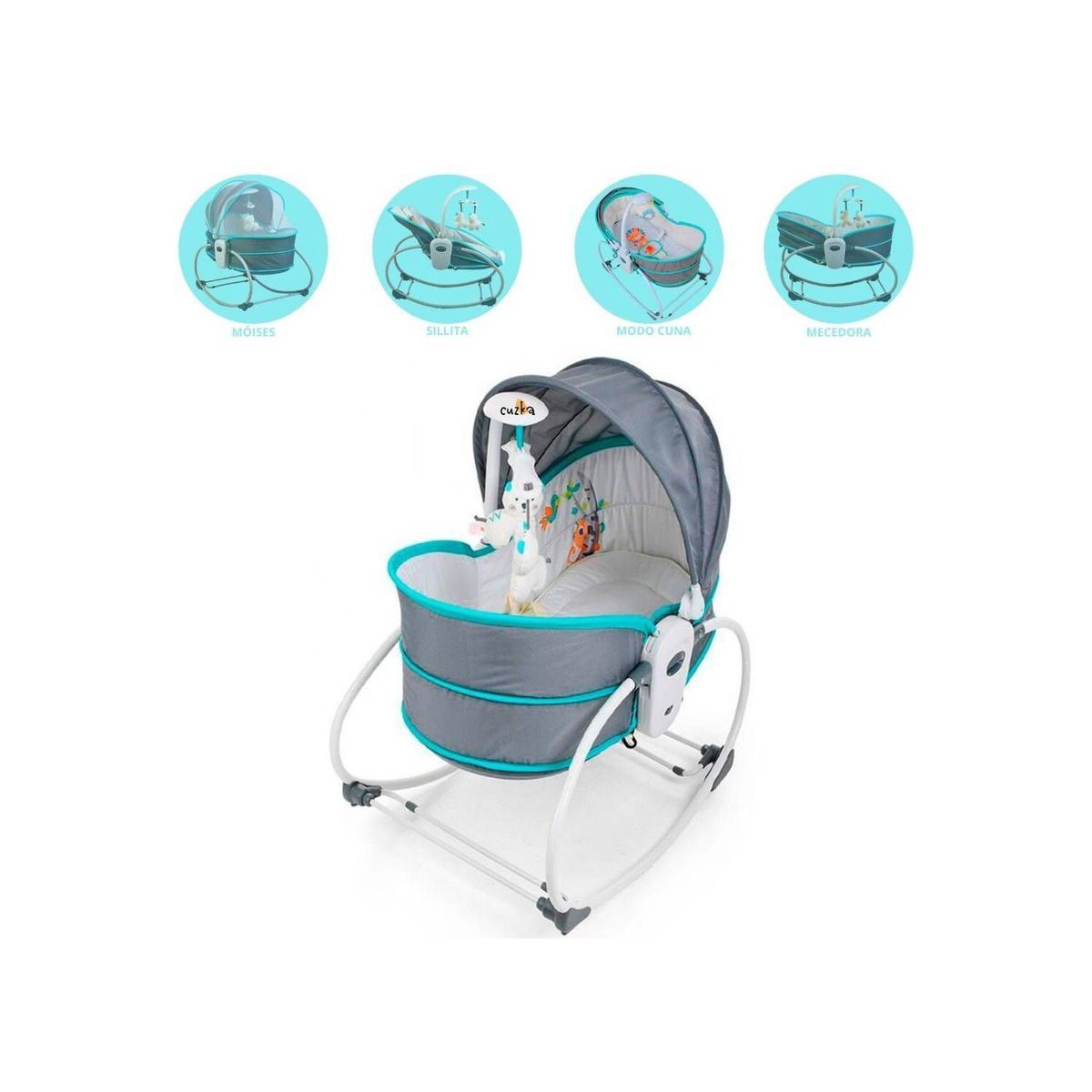 GENERICO - Silla Mecedora Moises MUSICAL Con vibrador«5 EN 1»Blue