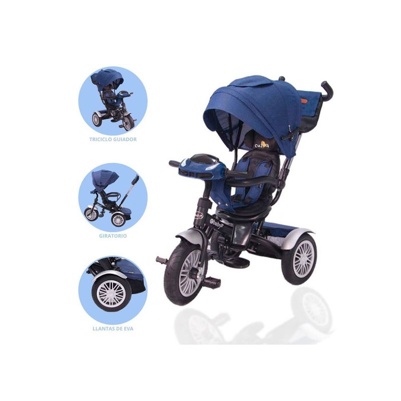 EBABY - Triciclo Guiador Reversible para Niño «ZOE» Blue