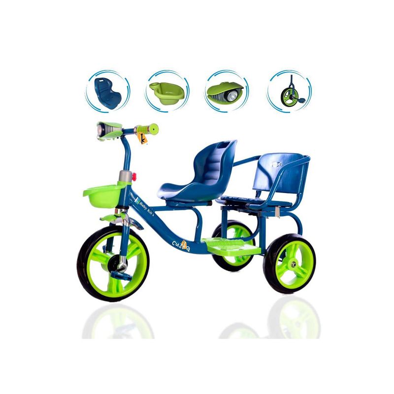 BABY KITS - Triciclo Doble Asiento NEO Blue