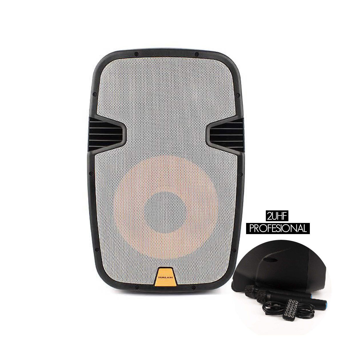 HALION - Parlante Activo Halion 15" Recargable PHA-15MB 2000W Led 2 Micrófonos