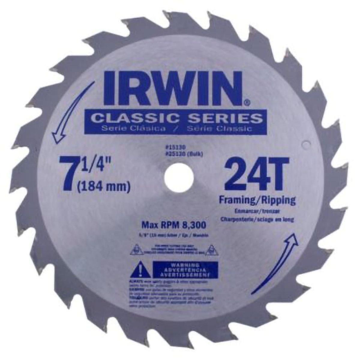 IRWIN - Disco Sierra Circular Portatil 7-1/4" x 24T, 5/8" (Universal) Blister