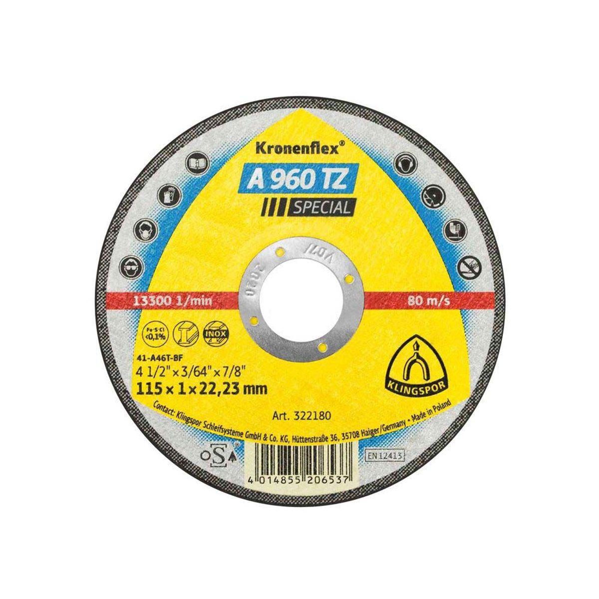KLINGSPOR - Disco Corte 4 1/2" /Special/A960Tz/115X1X22.23mm - Pack 50 unid