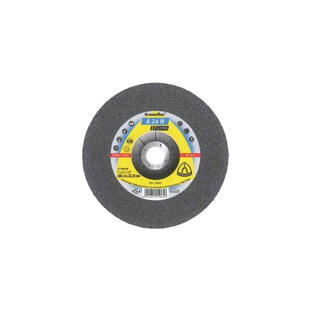 KLINGSPOR - Disco Desbaste 7" /Supra/A24R/180X7X22.23mm Centro Deprimido - Pack x 5 und