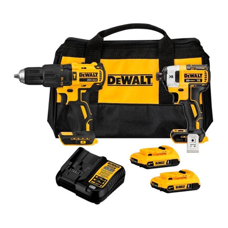 DEWALT - Kit: Taladro Percutor DCD778 + Atornillador de impacto DCF887 + 2Bat 4Ah+ Cargador+ Maleta de lona
