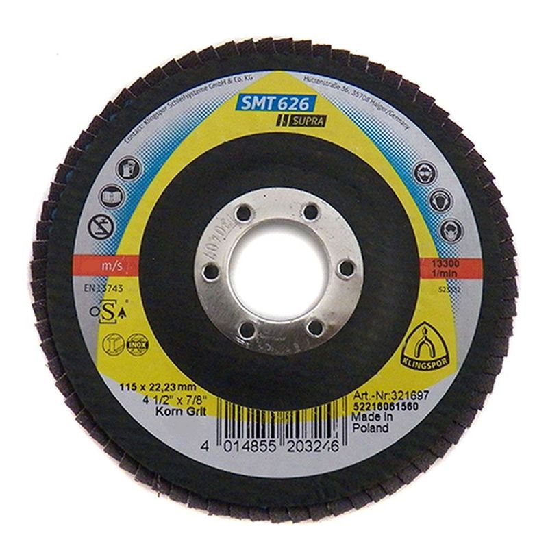 KLINGSPOR - Disco Flap 4-1/2" * Grano 80 - Te/Supra/Smt626/Cs461X/80/N/G