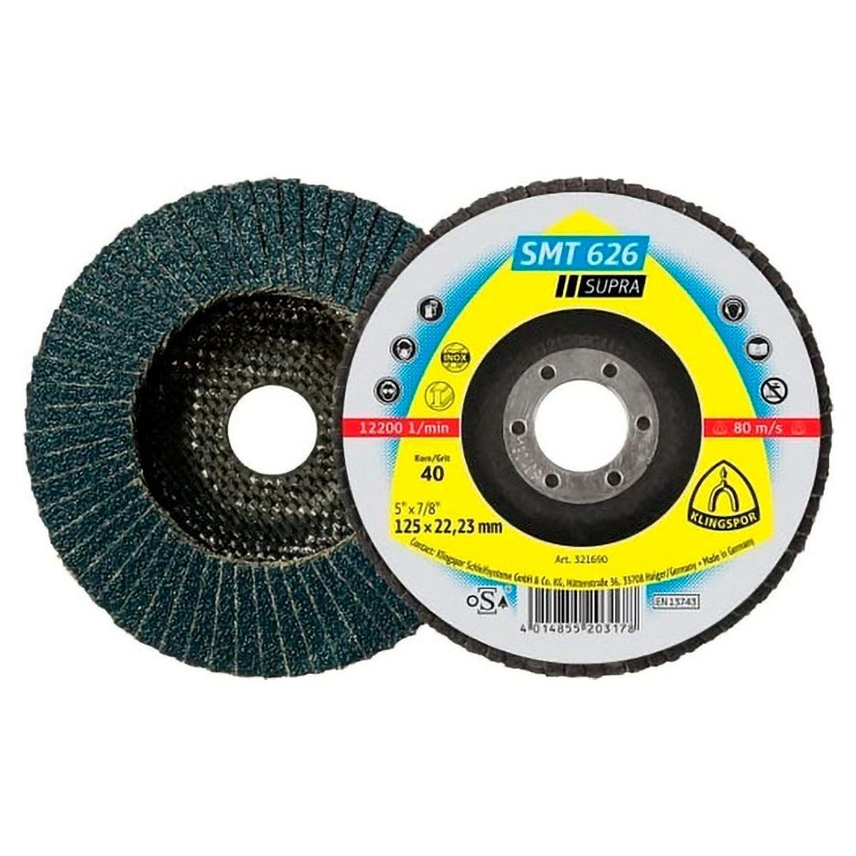 KLINGSPOR - Disco Flap 4-1/2" G60/Supra/115x22.2mm - Pack x 20 unid