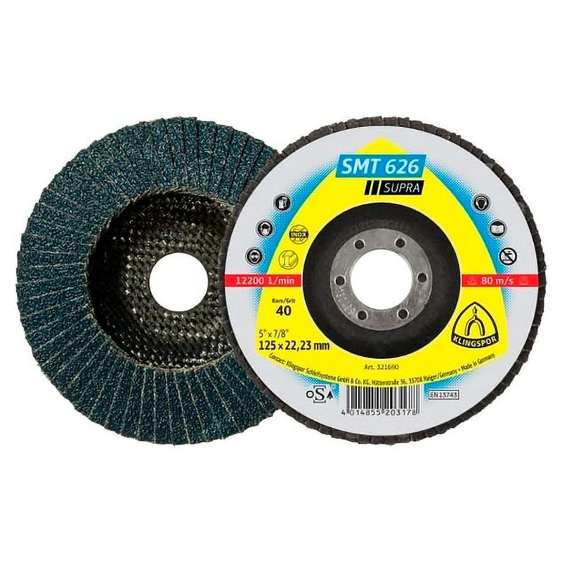 KLINGSPOR - Disco Flap 4-1/2" Grano 60 Te/Supra/Smt626/Cs461X/60/N/Gew/1