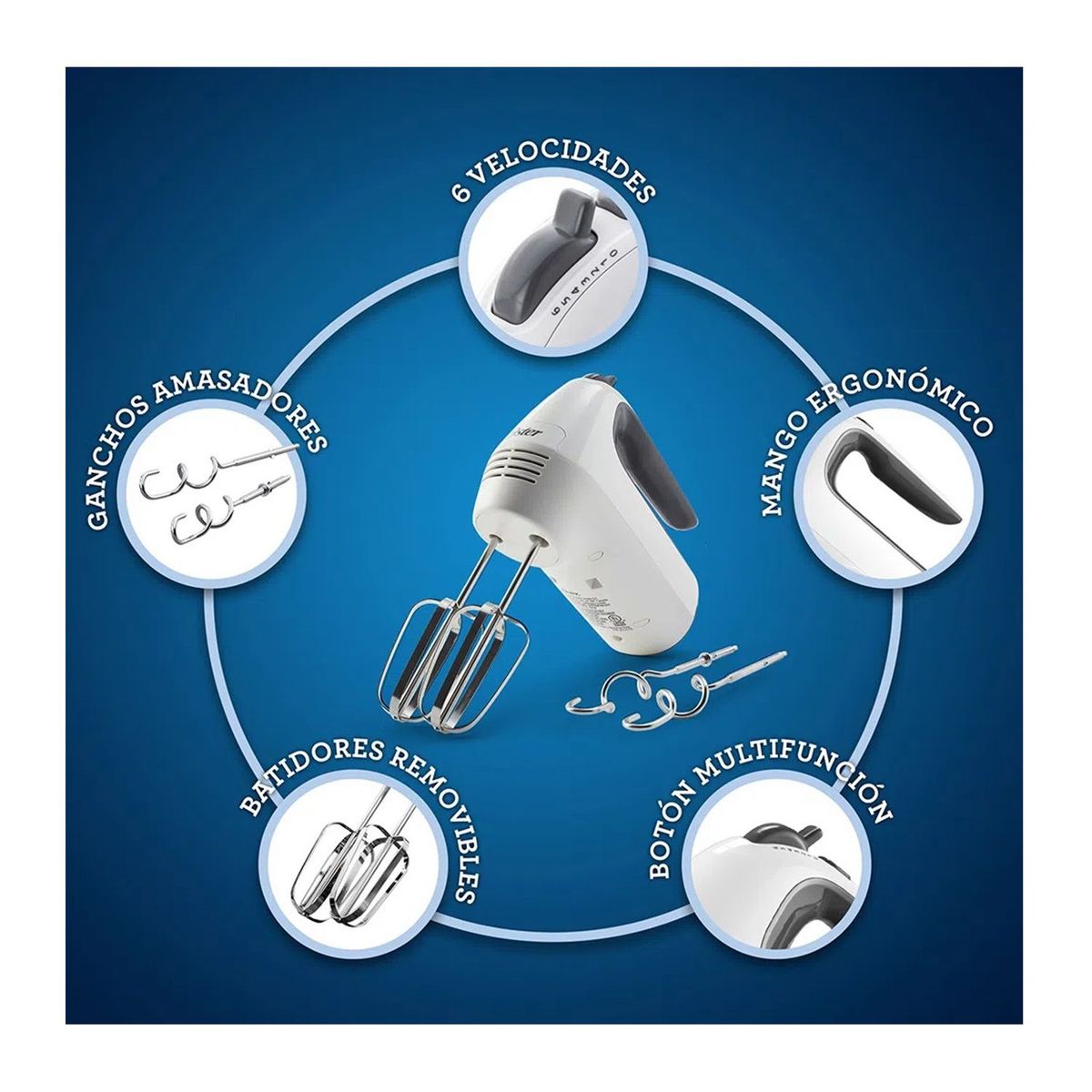 OSTER - Batidora de mano Oster con 6 velocidades y función turbo FPSTHM3532