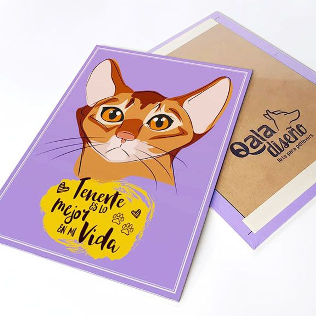 QALA DISEÑO - Cuadro Decorativo - Qala Diseño - Gato Orejón - 30x225 cms