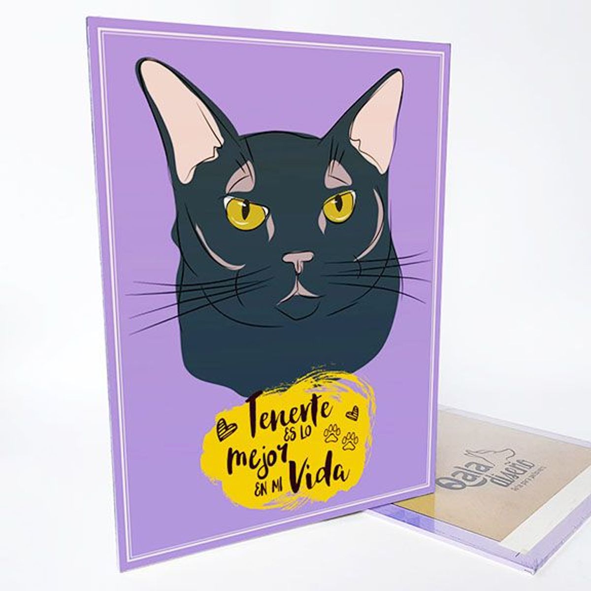 QALA DISEÑO - Cuadro Decorativo - Qala Diseño - Gato Negro - 30x225 cms