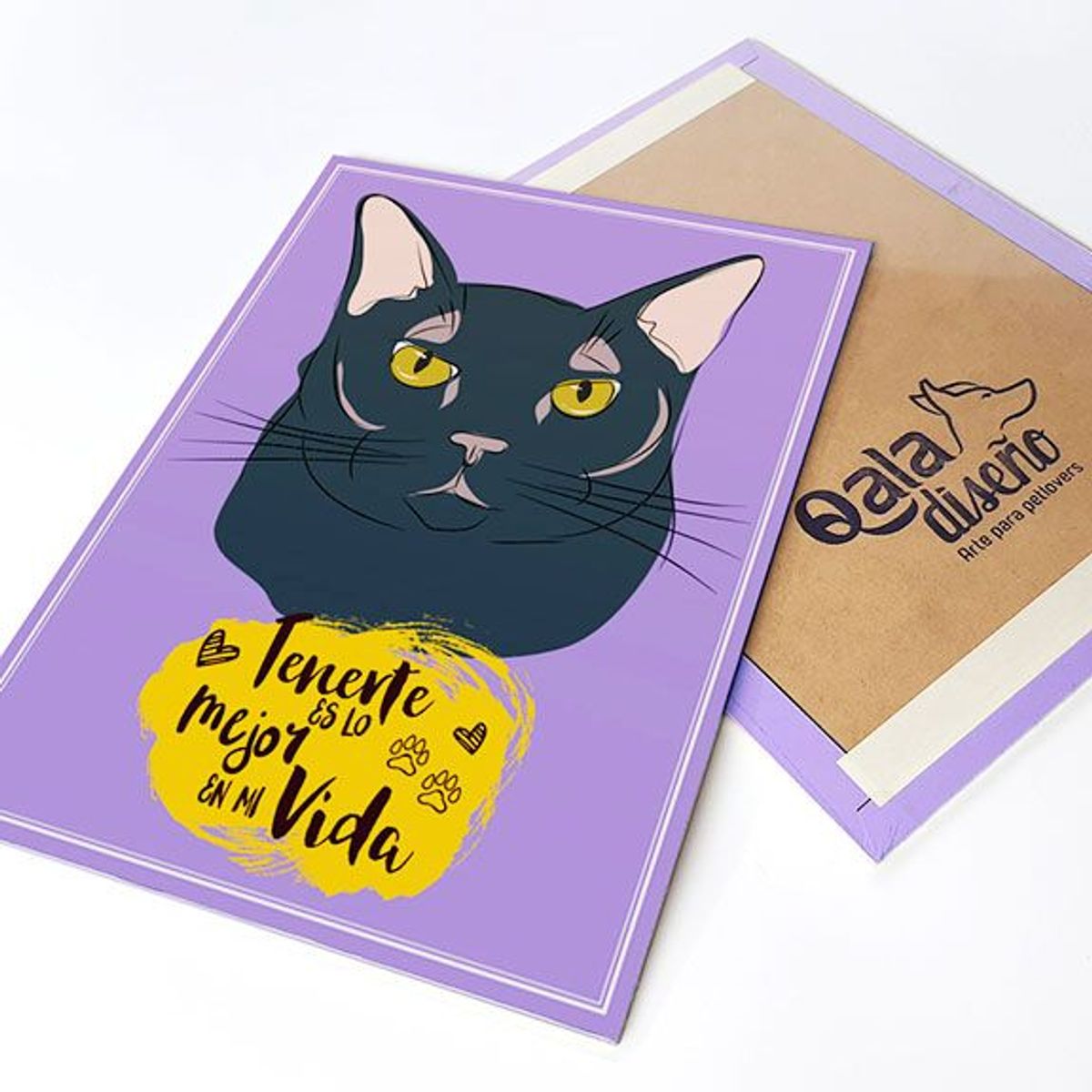 QALA DISEÑO - Cuadro Decorativo - Qala Diseño - Gato Negro - 30x225 cms