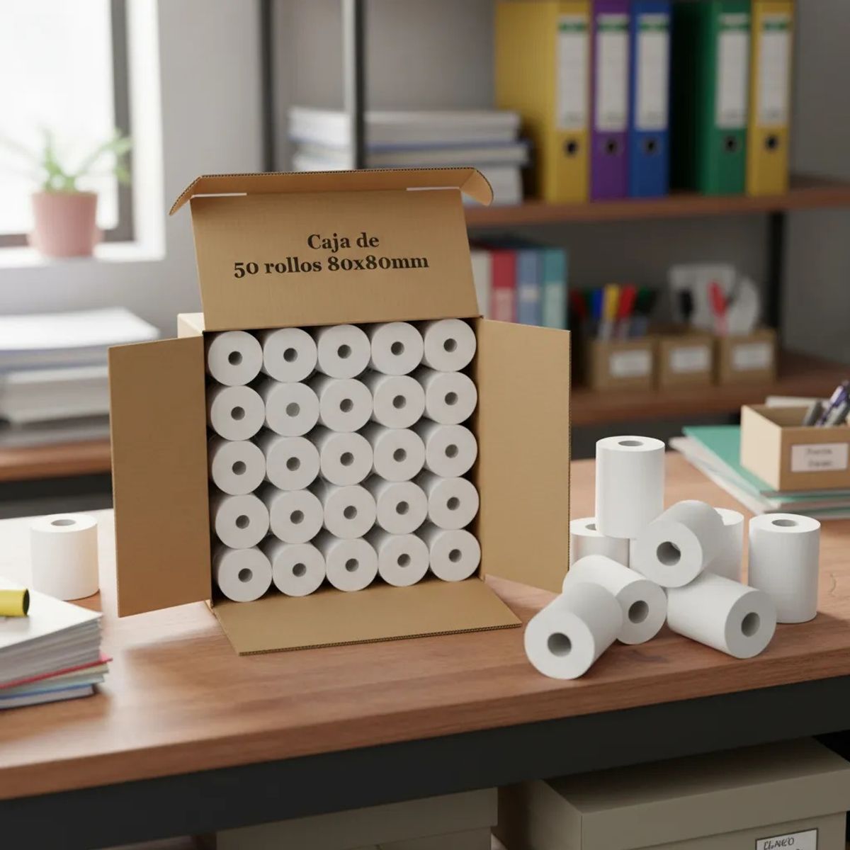 JPSYSTEMS - Caja de 50 rollos 80x80mm contometro termico 55gr 80x80