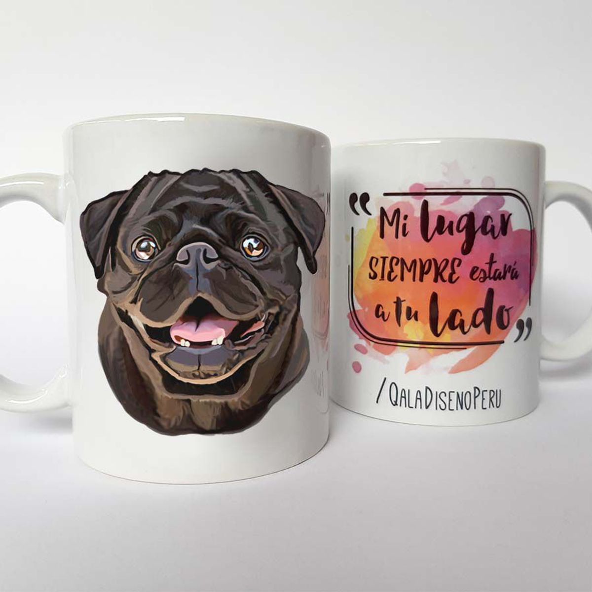 QALA DISEÑO - Taza 11 oz. Qala Diseño - Perro Pug Negro